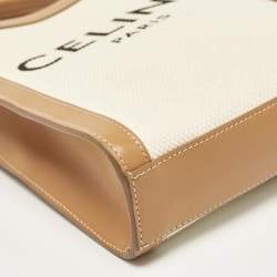 Celine Tan Canvas and Leather Mini Vertical Cabas Tote 