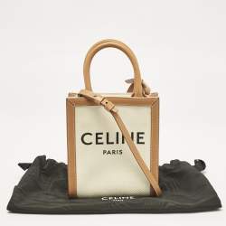 Celine Tan Canvas and Leather Mini Vertical Cabas Tote 
