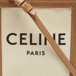 Celine Tan Canvas and Leather Mini Vertical Cabas Tote 