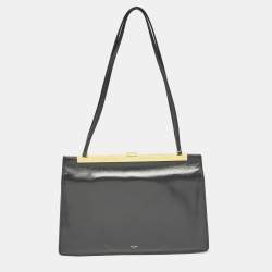 Pre Owned Celine Black Leather Medium Clasp Bag
