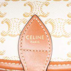 Celine White Coated Canvas Medium Triomphe Folco Crossbody Bag