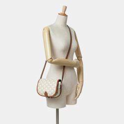 Celine White Coated Canvas Medium Triomphe Folco Crossbody Bag