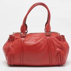 Celine Red Leather Turnlock Flap Satchel