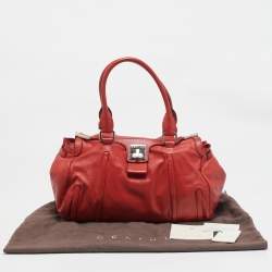 Celine Red Leather Turnlock Flap Satchel