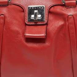 Celine Red Leather Turnlock Flap Satchel