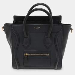 Celine Deep Navy Leather Nano Luggage Tote