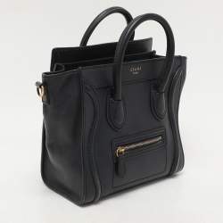 Celine Deep Navy Leather Nano Luggage Tote