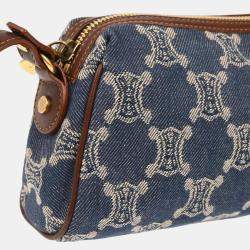 Pre Owned Celine Blue Denim Macadam Handbag