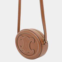 Celine Tan Leather Small Cuir Triomphe Oval Purse Shoulder Bag