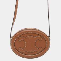 Celine Tan Leather Small Cuir Triomphe Oval Purse Shoulder Bag