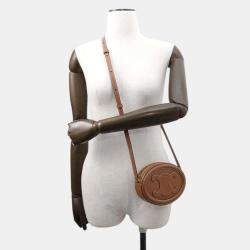 Celine Tan Leather Small Cuir Triomphe Oval Purse Shoulder Bag