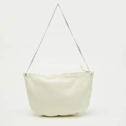 Pre Owned Celine White Leather Croissant Shoulder Bag