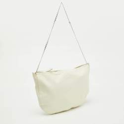 Pre Owned Celine White Leather Croissant Shoulder Bag