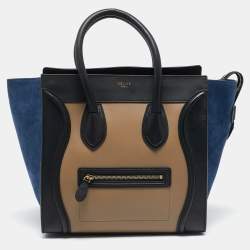 Celine Tricolor Leather and Suede Mini Luggage Tote