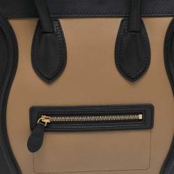Celine Tricolor Leather and Suede Mini Luggage Tote
