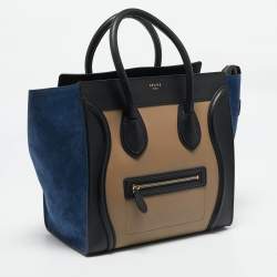 Celine Tricolor Leather and Suede Mini Luggage Tote