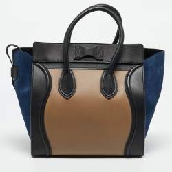 Celine Tricolor Leather and Suede Mini Luggage Tote