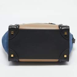 Celine Tricolor Leather and Suede Mini Luggage Tote