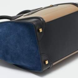 Celine Tricolor Leather and Suede Mini Luggage Tote