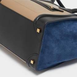 Celine Tricolor Leather and Suede Mini Luggage Tote