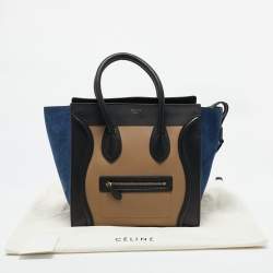 Celine Tricolor Leather and Suede Mini Luggage Tote