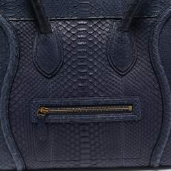 Celine Navy Blue Python Mini Luggage Tote