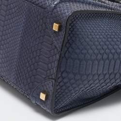 Celine Navy Blue Python Mini Luggage Tote