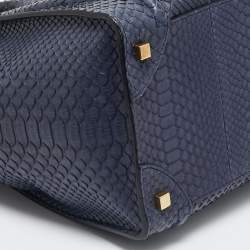 Celine Navy Blue Python Mini Luggage Tote