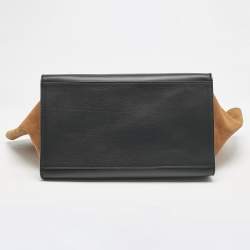 Celine Orange/Black Python, Leather and Suede Medium Trapeze Top Handle Bag
