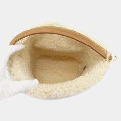 Celine Brown Suede Shearling Medium Louise Bag 