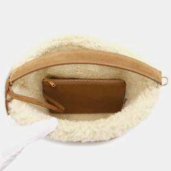 Celine Brown Suede Shearling Medium Louise Bag 