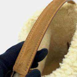 Celine Brown Suede Shearling Medium Louise Bag 