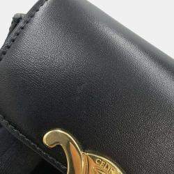 Celine Black Shiny Calf Leather Mini Triomphe Claude Shoulder Bag 