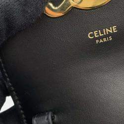 Celine Black Shiny Calf Leather Mini Triomphe Claude Shoulder Bag 