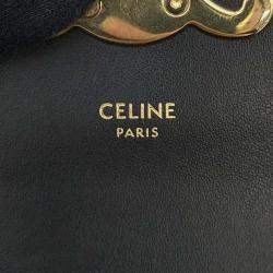 Celine Black Shiny Calf Leather Mini Triomphe Claude Shoulder Bag 