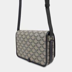 Celine Beige/Black Pvc Coated Canvas Calf Leather Small Folco Messenger Bag
