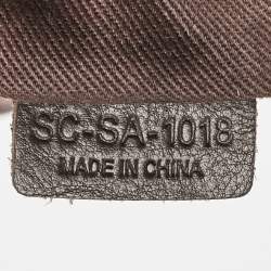 Pre Owned Celine Dark Brown Macadam Fabric and Croc Embossed Leather Tote