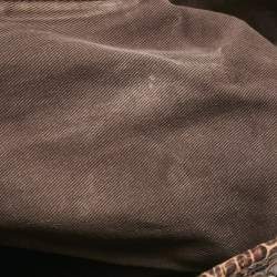 Pre Owned Celine Dark Brown Macadam Fabric and Croc Embossed Leather Tote