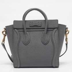 Celine Grey Leather Nano Luggage Tote