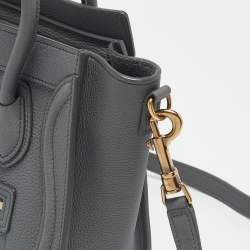 Celine Grey Leather Nano Luggage Tote