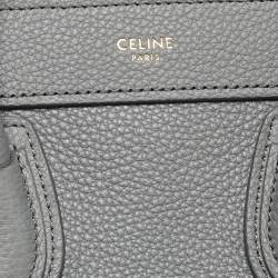 Celine Grey Leather Nano Luggage Tote