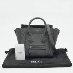 Celine Grey Leather Nano Luggage Tote