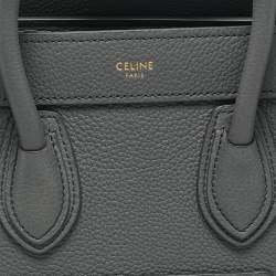 Celine Grey Leather Nano Luggage Tote