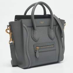 Celine Grey Leather Nano Luggage Tote