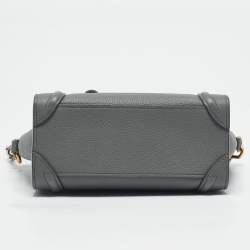 Celine Grey Leather Nano Luggage Tote