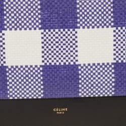 Celine Purple/Black Woven Raffia and Leather Gingham Clutch