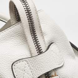 Pre Owned Celine Light Grey Leather Mini Luggage Tote