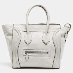 Celine Light Grey Leather Mini Luggage Tote