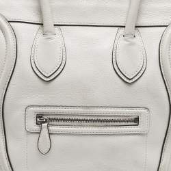 Pre Owned Celine Light Grey Leather Mini Luggage Tote