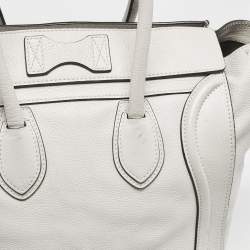 Pre Owned Celine Light Grey Leather Mini Luggage Tote